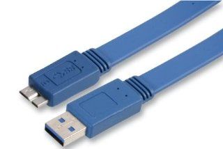 6' Flat Usb 3.0 A Male To Micro B Male Patch Cable Blue Computers & Accessories