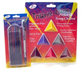 The Classics Crayon and Colored Pencil Artist Bundle, Six Triangular Grippable Crayons and Mechanical Pencil with Twelve Colored Leads, Assorted (TPG 299) 