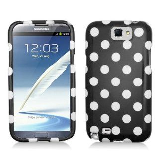 Aimo SAMNOTE2PCPD301 Cute Polka Dot Hard Snap On Protective Case for Samsung Galaxy Note 2 N7100   Retail Packaging   Black/White Cell Phones & Accessories