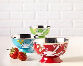 set of three carnival hand painted bowls by traidcraft