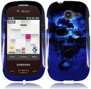 For SAMSUNG Gravity Q T289 Design Hard Cover Case (Blue Skull) Cell Phones & Accessories