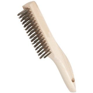 Weiler Wire Scratch Brush with Shoe Handle, Stainless Steel 302, Straight Wire, 0.012" Wire Diameter, 1 3/16" Bristle Length, 5" Brush Face Length