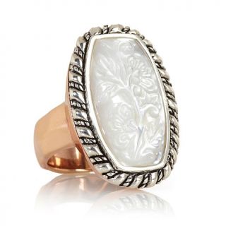 Studio Barse Mother of Pearl Copper and Sterling Silver "Carved" Ring