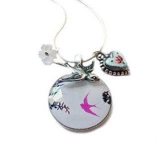 silhouette bird charm necklace by eve&fox
