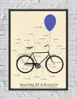 anatomy of a bicycle art print by lime lace