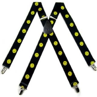 SUS 304 SMIL   Black   Yellow   Smiley Faces Clip Suspender at  Mens Clothing store Apparel Suspenders
