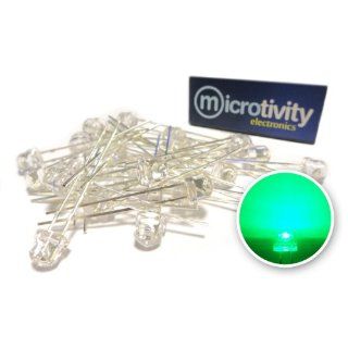 microtivity IL304 4.8mm Wide Angle Pure Green Straw Hat LED (Pack of 25) Industrial Products