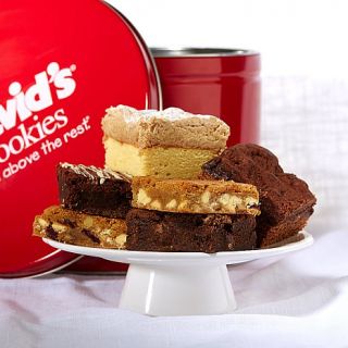 David's Cookies 16 piece Brownies and Crumb Cakes in Red Tin
