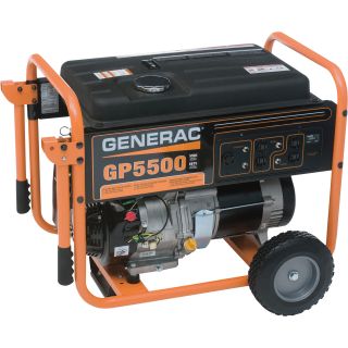 Generac GP5500 Portable Generator — 6875 Surge Watts, 5500 Rated Watts, CARB-Compliant, Model# GP5500  Portable Generators
