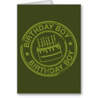 Birthday Boy  rubber stamp effect  green Cards