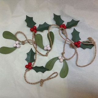 mistletoe and holly garland by velvet brown