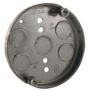 Hubbell Raco 295 1/2 Inch Deep 1/2 Inch Bottom Knockouts 4 Inch Round Ceiling Fan Support Pan   Round Electrical Box  