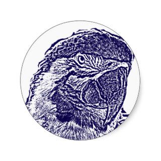 macaw head view graphic d blue outline parrot stickers