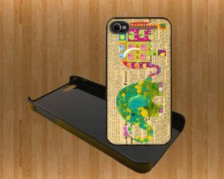 Cute Elephants On Vinatage Newspaper Custom Case/Cover FOR Apple iPhone 5 BLACK Plastic snap Case WITH FREE SCREEN PROTECTOR ( Verison Sprint At&t) Cell Phones & Accessories
