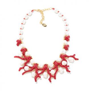 Hutton Wilkinson Statement Jewelry Simulated Pearl Coral Design 17" Necklace