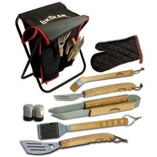 Jim Beam JB0103 9 Piece Tailgating Stool with Grill Tools Set (Discontinued by Manufacturer)  Barbecue Tool Sets  Patio, Lawn & Garden