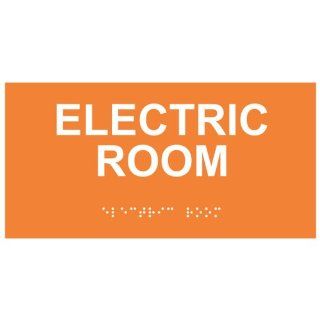 ADA Electric Room Braille Sign RSME 301 WHTonORNG Wayfinding  Business And Store Signs 