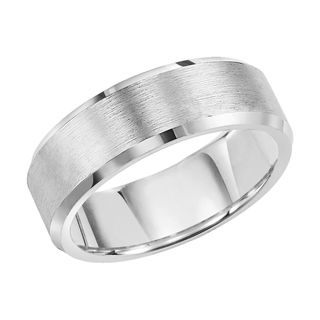 Cambridge White Tungsten Carbide Beveled Edge 8mm Comfort fit Wedding Band Cambridge Men's Rings