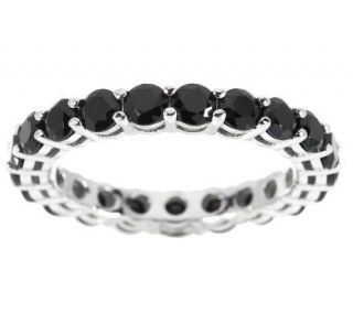 2.25 ct tw Black Spinel Round Eternity Sterling Band Ring —