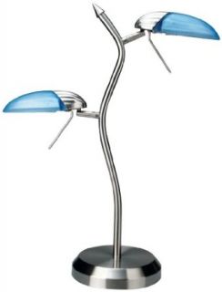 Lite Source LS 309PS/L/BLU Dancer Halogen 2 Lite Table Lamp, Polished Steel with Light Blue    