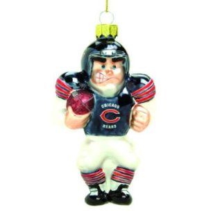 Chicago Bears Glass Football Player Ornaments   Set Of 3   Christmas Decor
