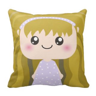 Kawaii Polka dot lilac dress cartoon Girl Squeable Pillow