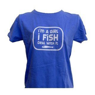 Ladies Fishing T shirt "I'm a girl, I fish   Deal with it" from Fishboy (Medium) Fashion T Shirts