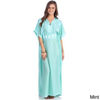 Fatima Women's Moroccan Caftan with Handmade Embroidery Women's Clothing