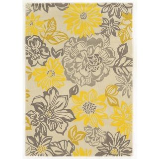 Trio Collection Floral Grey/ Yellow Area Rug (8' x 10') 7x9   10x14 Rugs