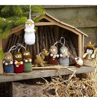 hand knitted nine piece nativity by retreat home
