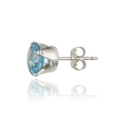 Glitzy Rocks 14k White Gold 3 1/5ct TGW 7mm Swiss Blue Topaz Stud Earrings Glitzy Rocks Gemstone Earrings