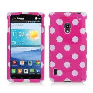 Aimo LGVS870PCPD306 Trendy Polka Dot Hard Snap On Protective Case for LG Lucid 2 VS870   Retail Packaging   Hot Pink/White Cell Phones & Accessories
