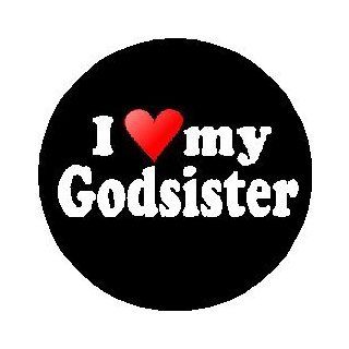 I Love My Godsister 1.25" Pinback Button Badge / Pin (heart) 