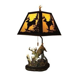 Deer Lamp with Metal Deer Silhouette Framed Shade   Table Lamps  