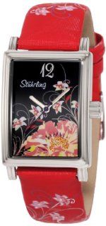 Stuhrling Original Women's 306.1215H83 Vogue Audrey Botanica Swiss Quartz Red Leather Strap Watch Watches