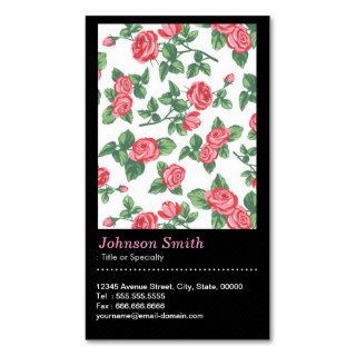 Elegant Pink Rose Floral Pattern with QR Code Business Card Templates
