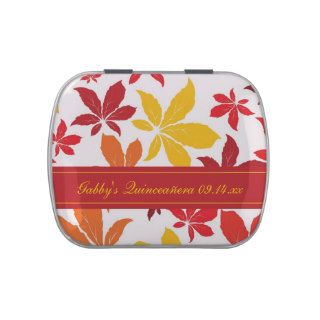 Bright Fall Leaves Quinceanera Favor Candy Tin