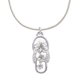 Pearl White Open Plumeria Flower Flip Flop Snake Chain Necklace [Jewelry] Delight Jewelry