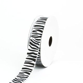 Creative Ideas Grosgrain Zebra Print Ribbon, 7/8 Inch, White/Black