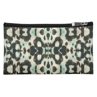 Brown And Blue Animal Print Cosmetic Bags