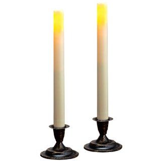 (Set/2)Flameless Tapers Flickering LED Candles Cream On/Off Automatic Timer   Taper Candle Base
