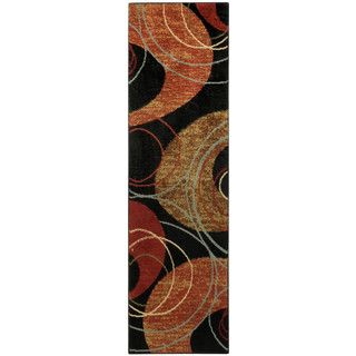 Pasha Collection Black Interlock Circles Contemporary 1'11 x 6'11 Runner Rug Runner Rugs