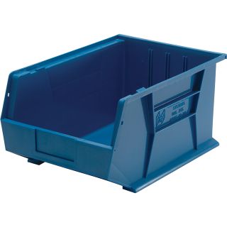 Quantum Storage Heavy Duty Stacking Bins — 16in. x 11in. x 8in. Size, Carton of 4  Ultra Stack   Hang Bins