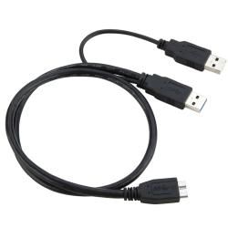 Black USB 3.0 A to Micro B Y Cable (Pack of 2) Eforcity Cables & Tools