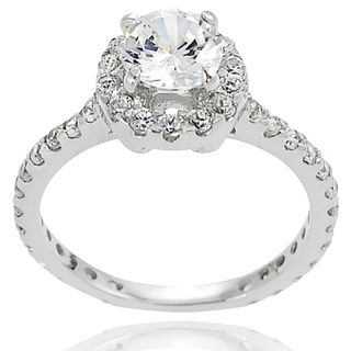 Tressa Collection Sterling Silver Round cut Prong set Cubic Zirconia Bridal style Ring Tressa Cubic Zirconia Rings