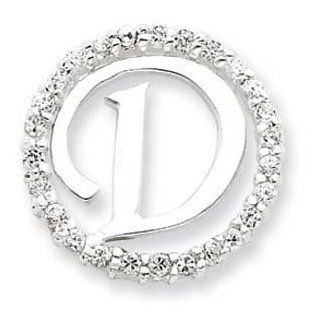 Sterling Silver CZ Initial D Pendant Jewelry