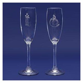 Disney Cinderella Prince Wedding Toasting Glasses Flute Kitchen & Dining