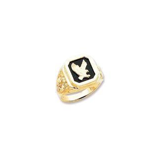 10k Black Hills Gold Men's Onyx Eagle Ring Jewelry