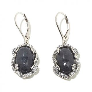 Jade of Yesteryear Charcoal Jade and CZ Sterling Silver Frame Earrings