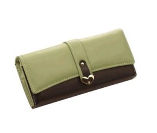BF Women's Faux Leather Flat Long Clutch Shape Wallet Color Green Size Large Shoes